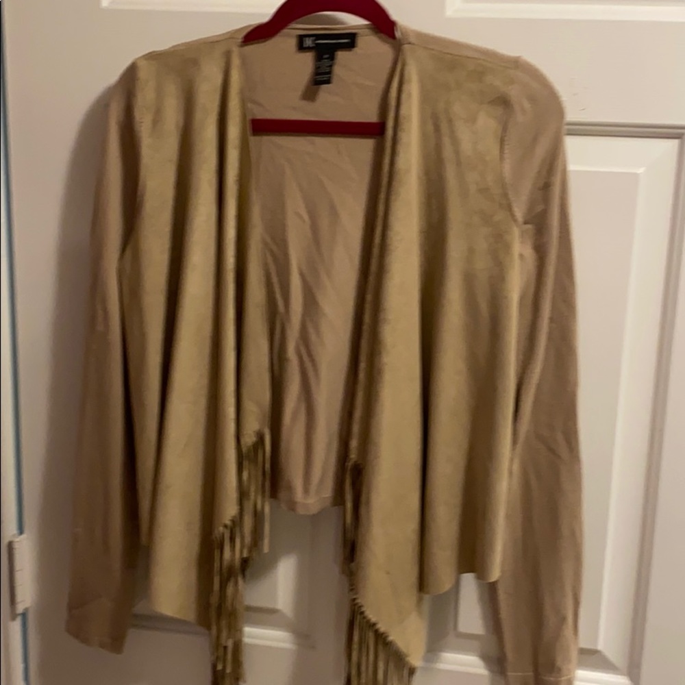 Open frayed cardigan that falls at your waist